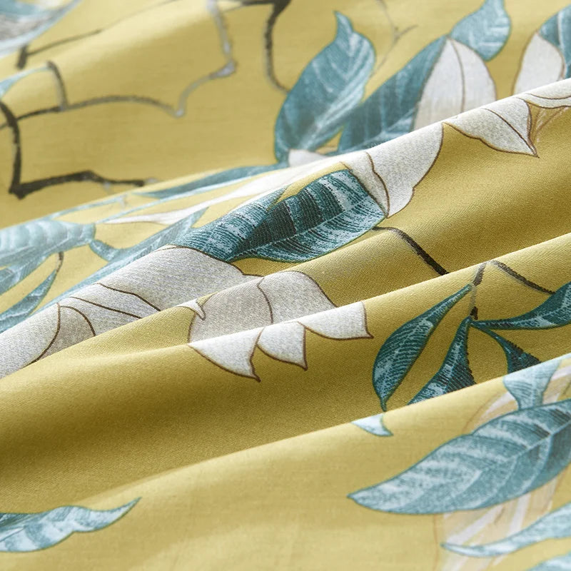 HD Printed Golden Bedding Set – Silky Soft Egyptian Cotton, Birds & Branch Design (Queen, King)