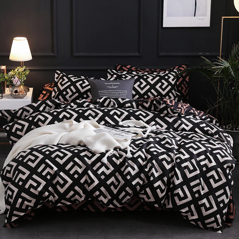 Luxury Black Bed Set - Modern Design, Single/Full/Queen/King