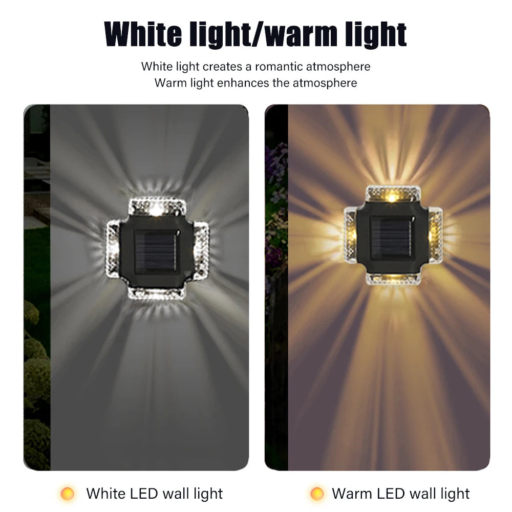LED Solar Wall Lamp Waterproof Solar Light Up And Down Luminous Lighting For Outdoor Garden Fence Stairs Decoration Solar Lamp