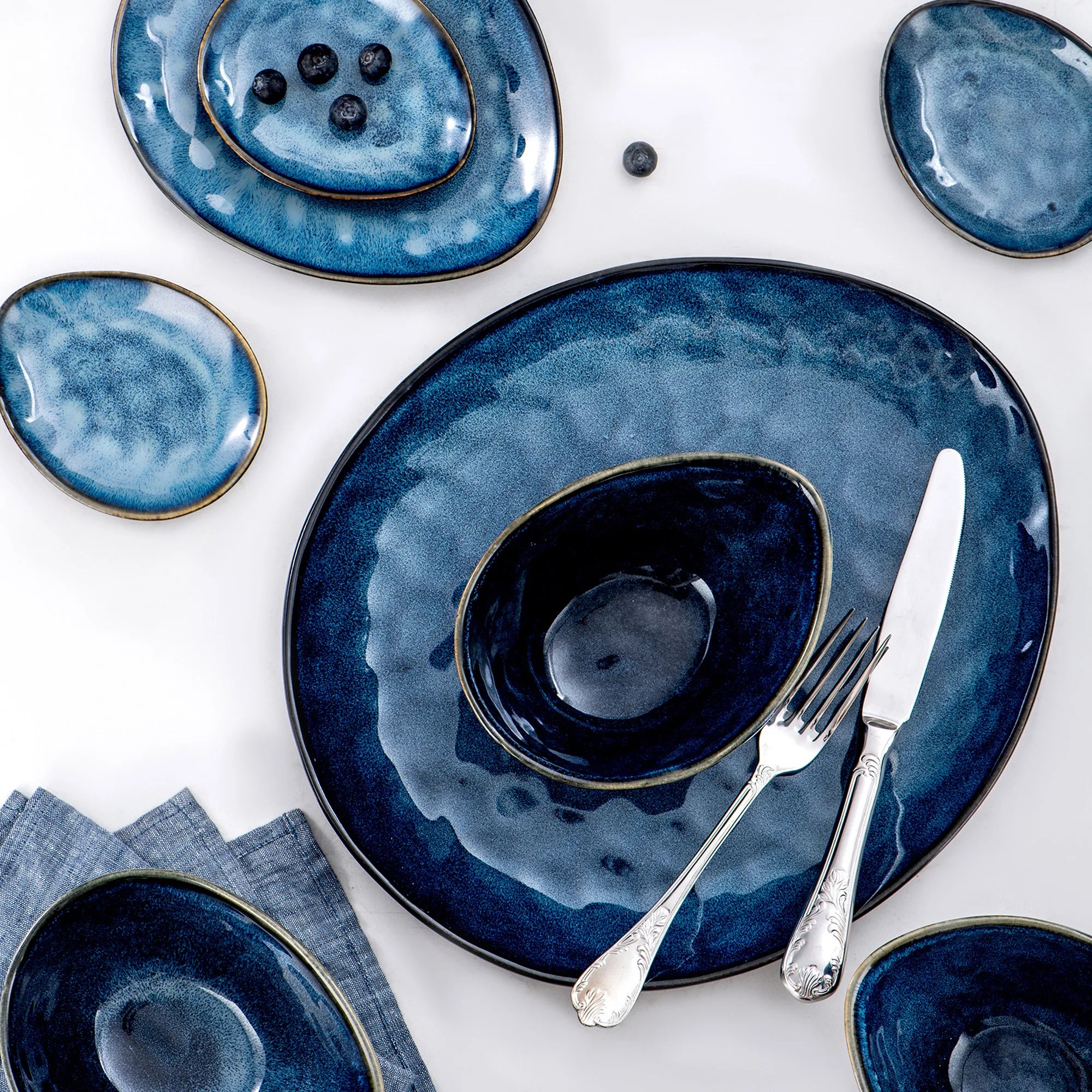 Vancasso Starry Blue Dinner Set - Vintage Ceramic, 11/22/33pc