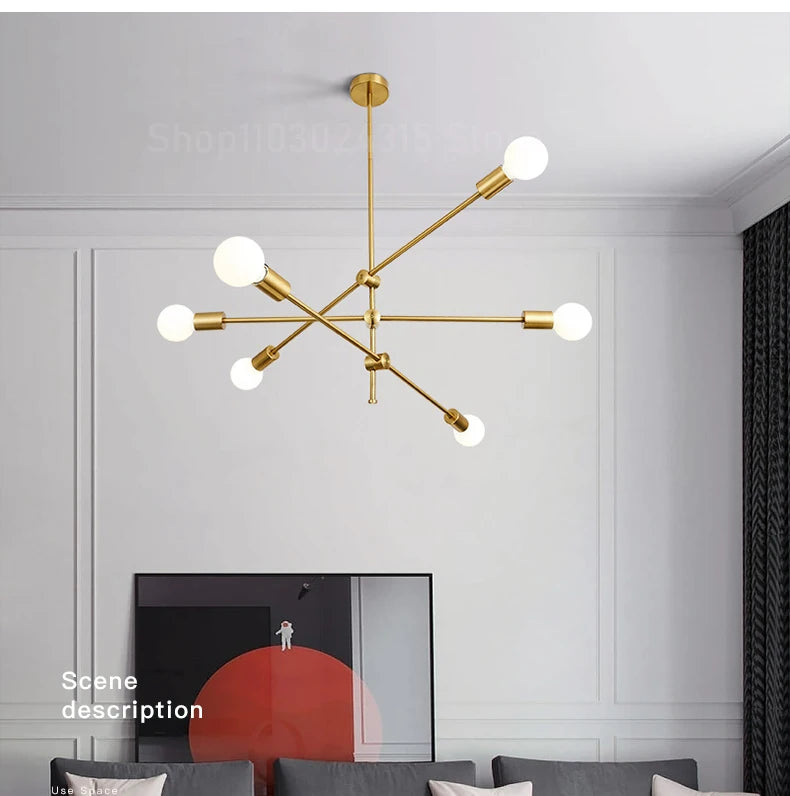Modern LED Chandelier – Long Pole Design for Home Lighting