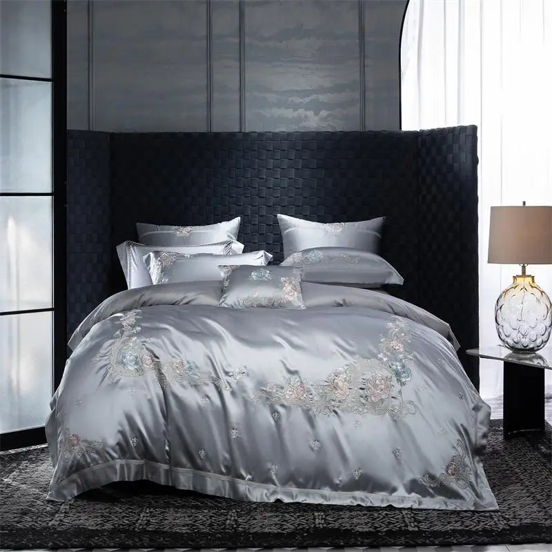 Brocade Satin Bed Set - 4/7pcs, Embroidered, Double/Queen/King