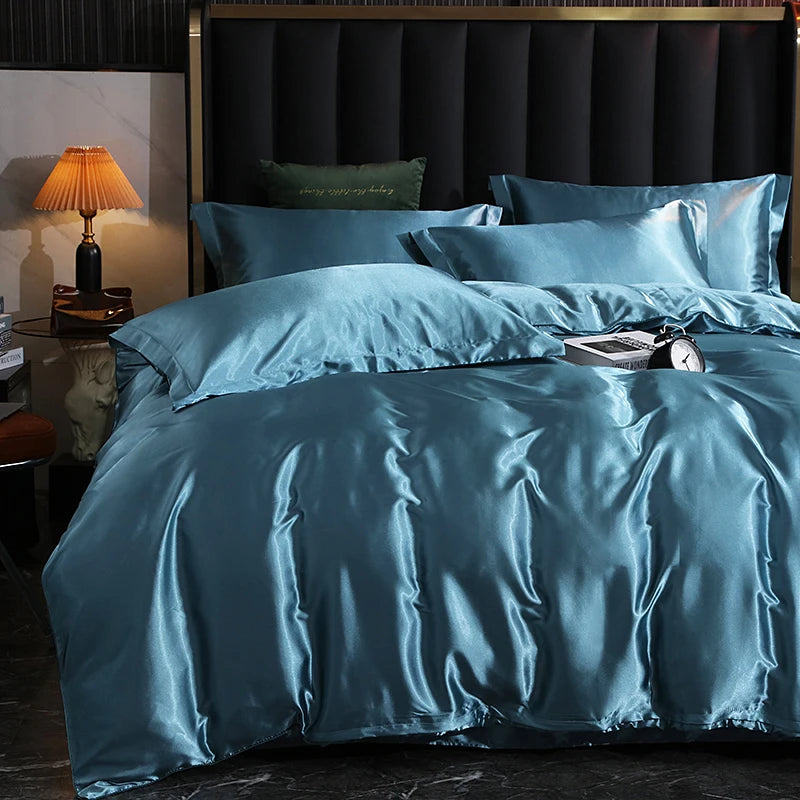 Luxury Satin Bedding Set - Duvet Cover & Fitted Sheet