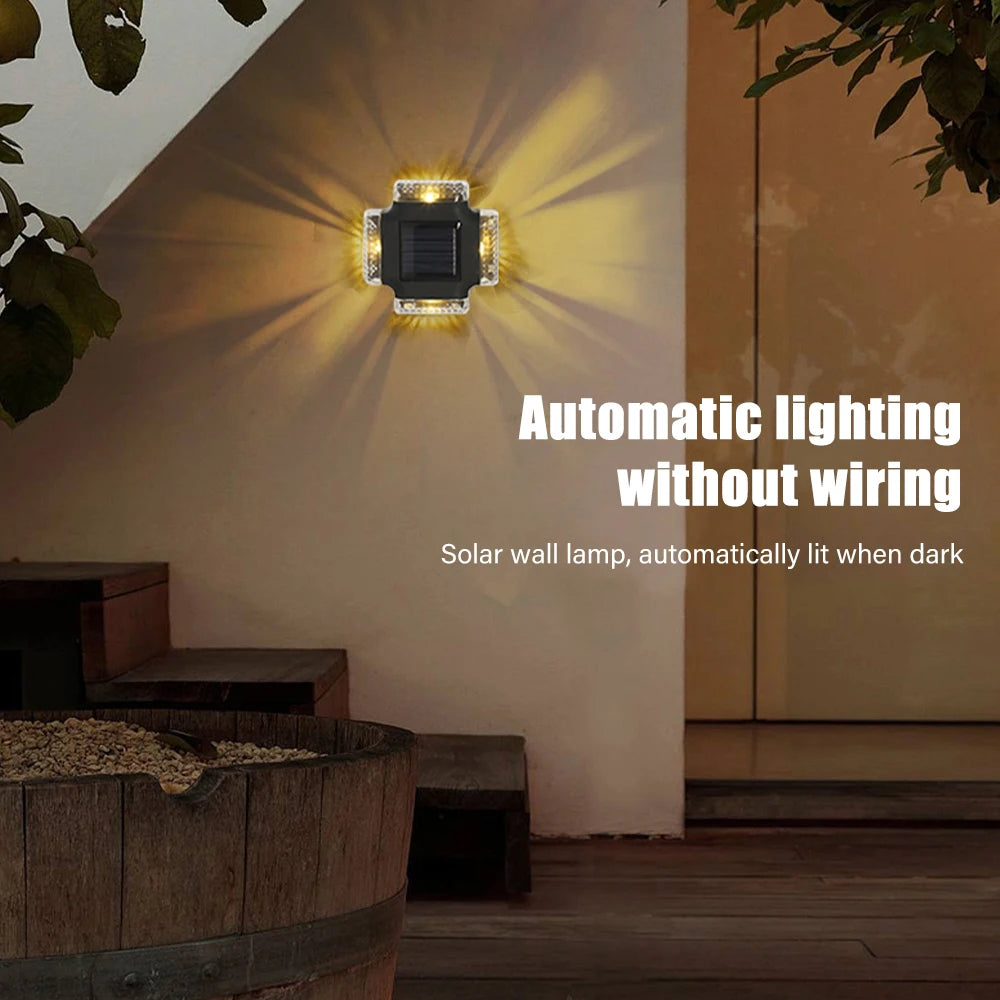 LED Solar Wall Lamp Waterproof Solar Light Up And Down Luminous Lighting For Outdoor Garden Fence Stairs Decoration Solar Lamp