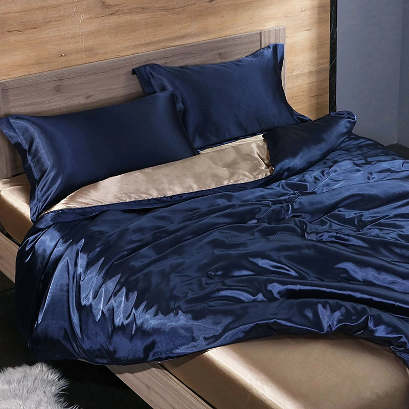 Luxury Satin Bedding Set - Duvet Cover & Fitted Sheet