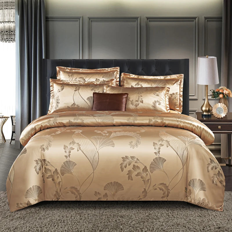 WOSTAR Luxury Satin Jacquard Duvet Cover Set – 220x240 cm (Queen, King)