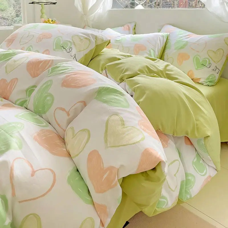 Spring Pink Floral Duvet Cover Set for Kids Girls Women Adults Luxury Bedding With Pillowcase Sheet Soft Bed Linen Home Textiles