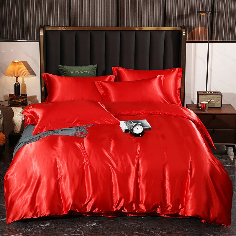 Gold Silk Duvet Set - Queen