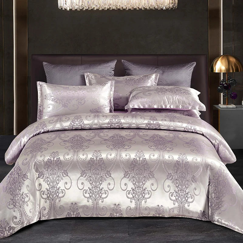 WOSTAR Luxury Satin Jacquard Duvet Cover Set