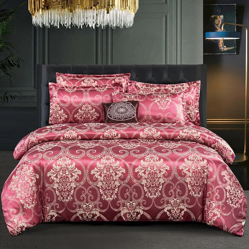 WOSTAR Luxury Satin Jacquard Duvet Cover Set