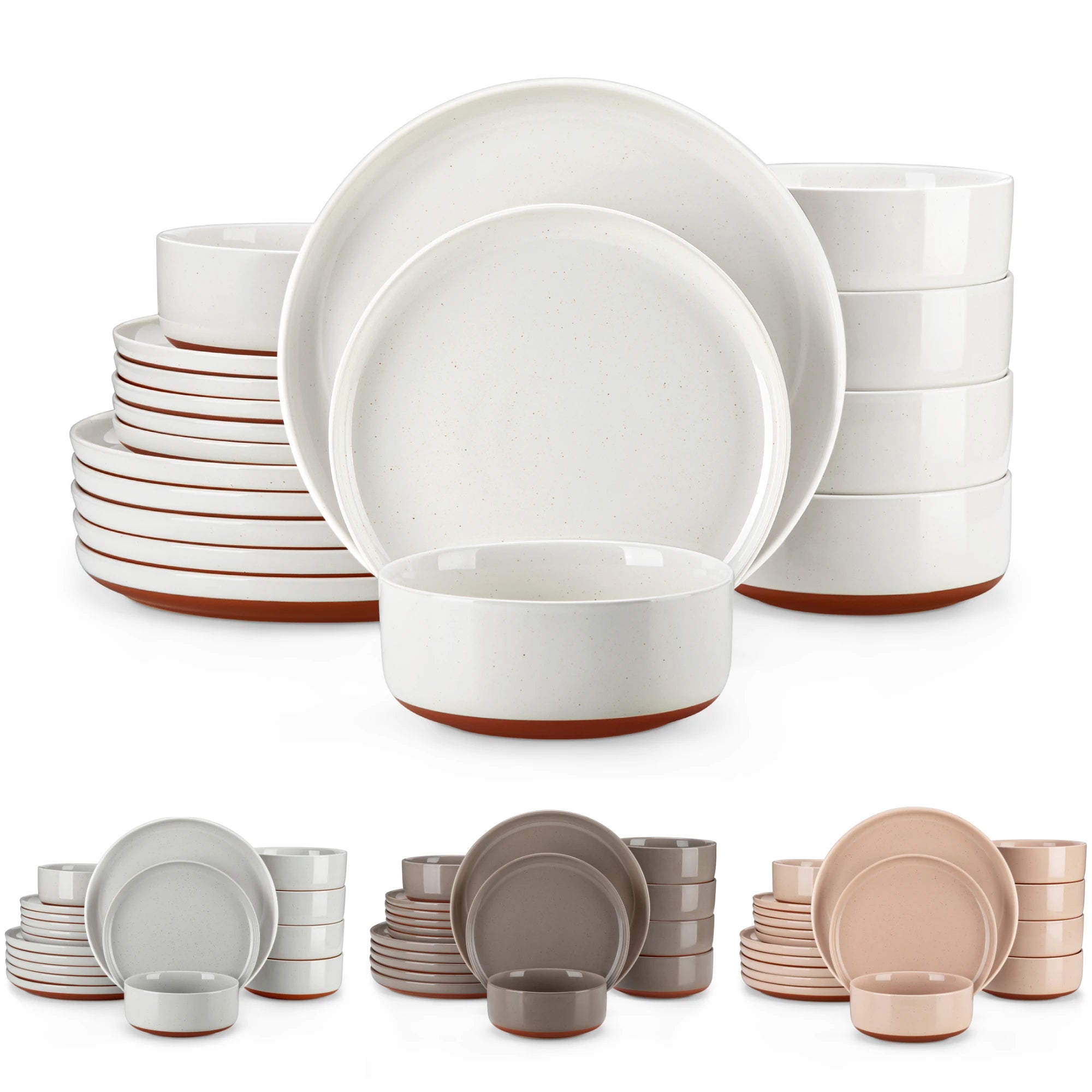 Malacasa Tara Stoneware Dinner Set - Layered Glaze, 18/36pc, 4 Colors