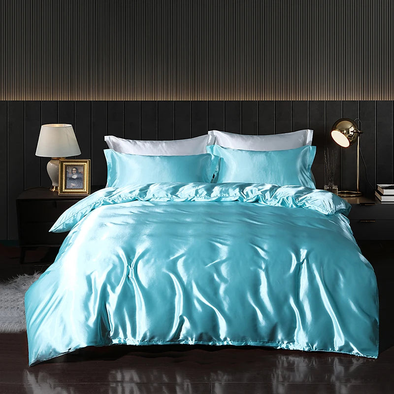 Luxury Satin Bedding Set - Duvet Cover & Fitted Sheet