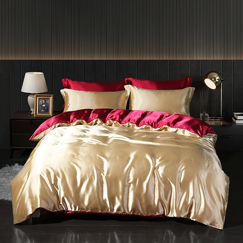 Luxury Satin Bedding Set - Duvet Cover & Fitted Sheet