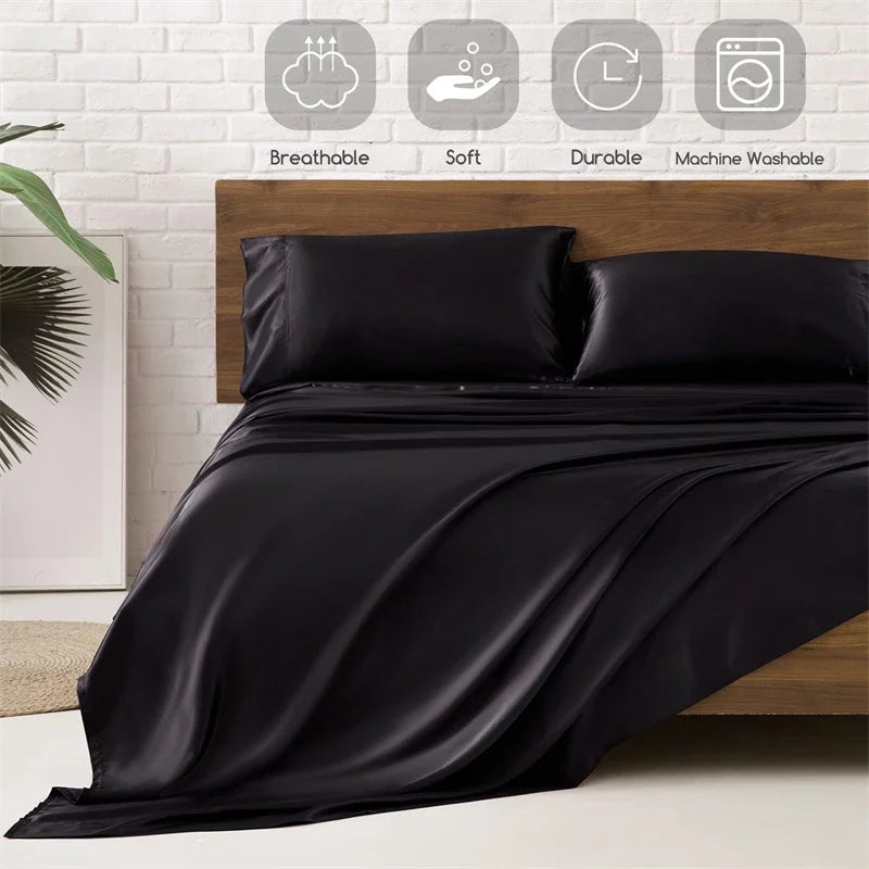 Silk Bedding Set - Black, Queen/King