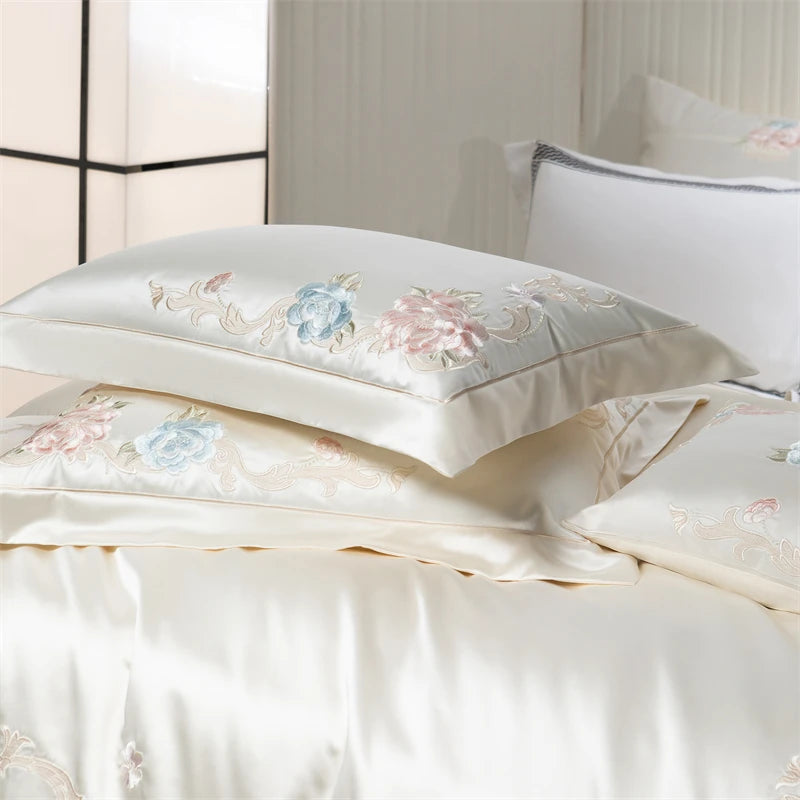 4/7Pcs Gorgeous Brocade Cotton Satin Embroidery Chic Bedding Set Cotton Bedspread Duvet Cover Pillowcases Double Queen King size