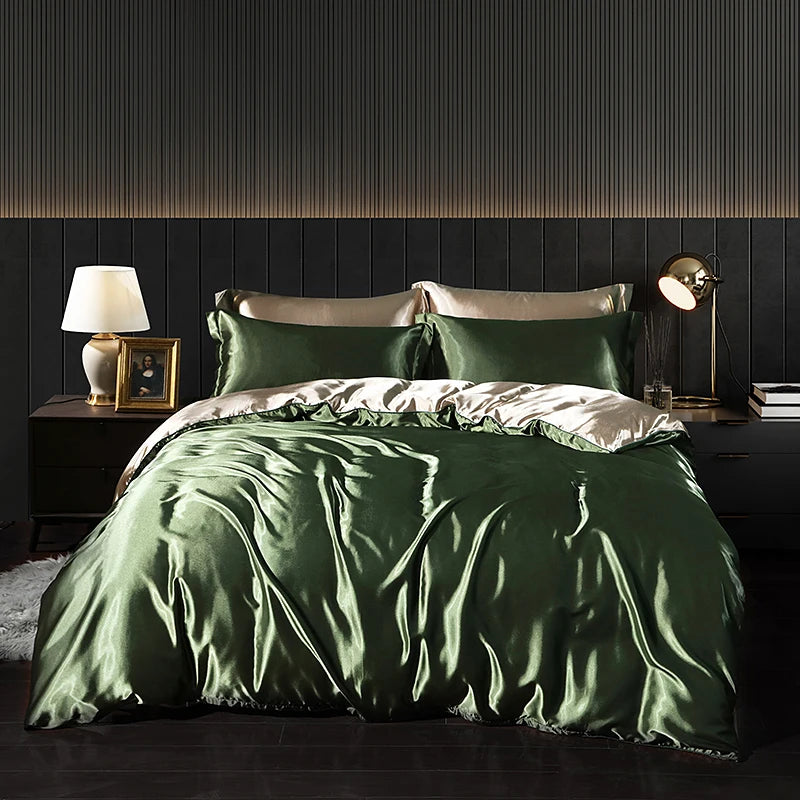 Luxury Satin Bedding Set - Duvet Cover & Fitted Sheet