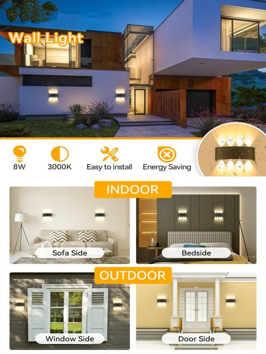 Waterproof LED Wall Lamp IP65 for Outdoor & Indoor Use