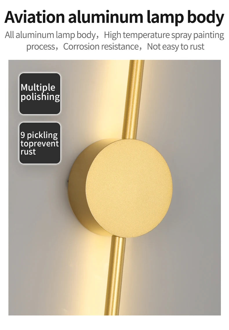 Wall Light Modern Long LED Light Black I-Shaped Wall Lamp Bedroom Living Room Corridor Interior Lighting Home Decor Lighting