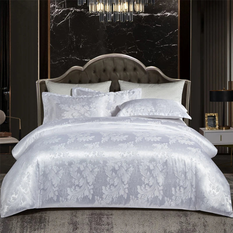 WOSTAR Luxury Satin Jacquard Duvet Cover Set – 220x240 cm (Queen, King)