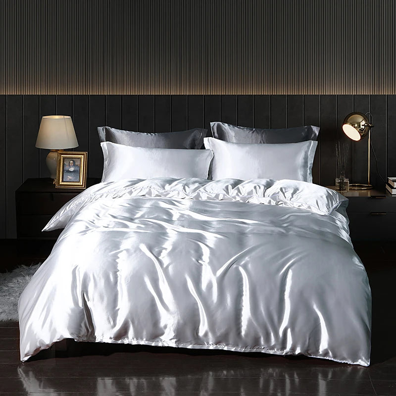 Luxury Satin Bedding Set - Duvet Cover & Fitted Sheet