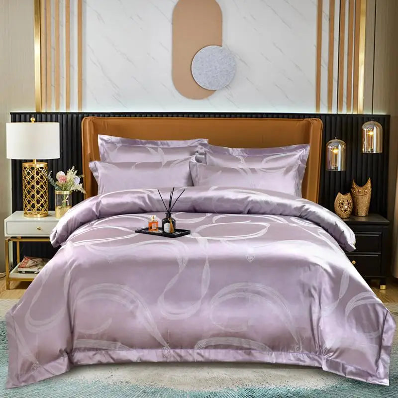 4Pcs Gorgeous Brocade Cotton Satin Bedding Set Quilted Cotton Bedspread Duvet Cover Pillowcases Double Queen King size