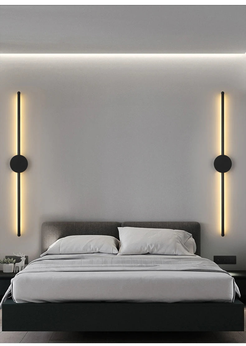 Wall Light Modern Long LED Light Black I-Shaped Wall Lamp Bedroom Living Room Corridor Interior Lighting Home Decor Lighting