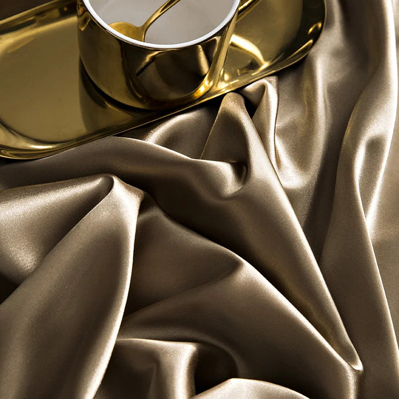 Gold Silk Duvet Set - Queen