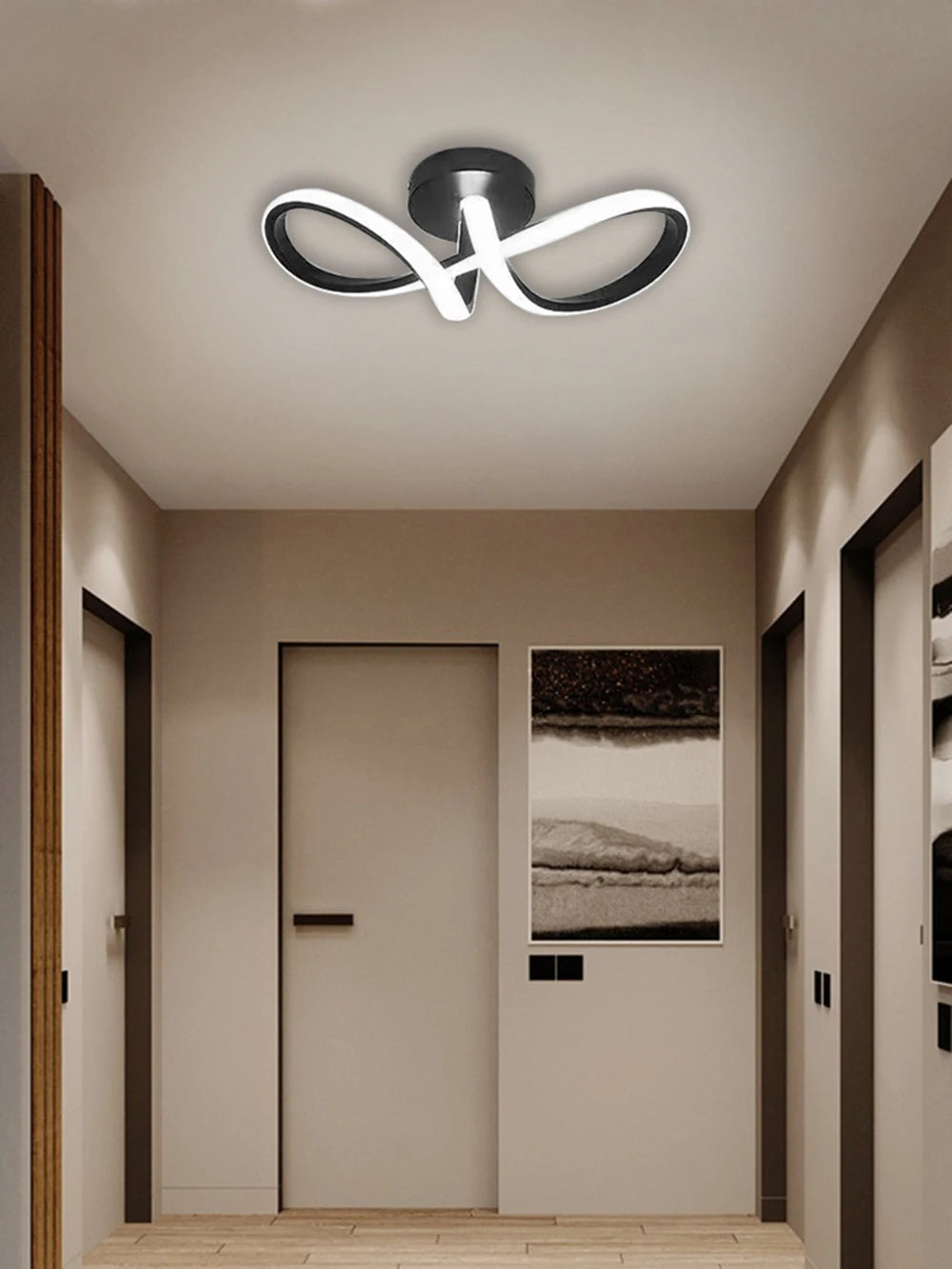 Black & Gold Modern LED Ceiling Light – Indoor Decor