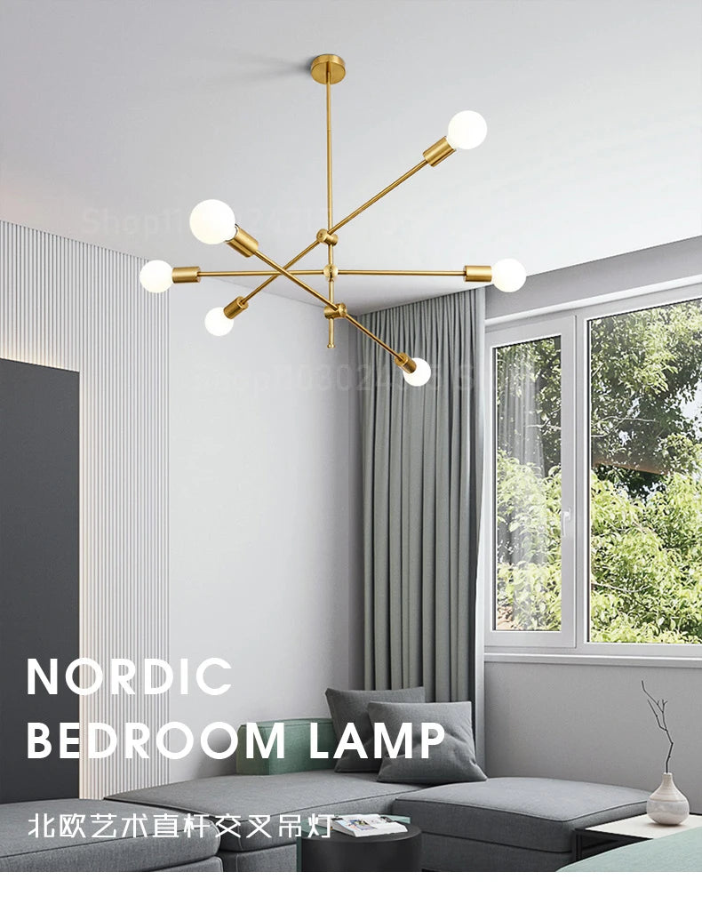 Modern LED Chandelier – Long Pole Design for Home Lighting