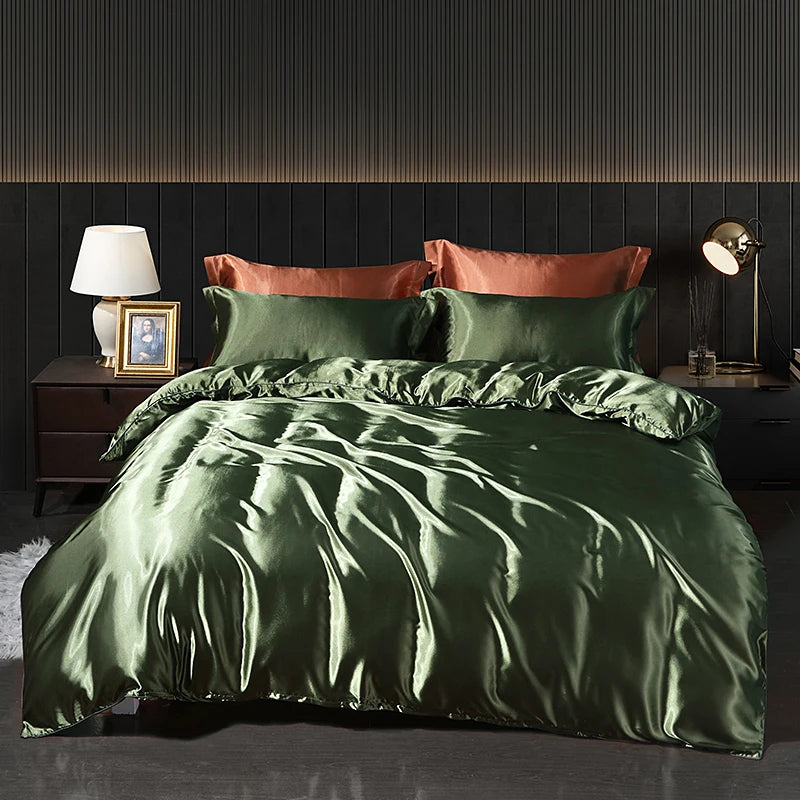 Luxury Satin Bedding Set - Duvet Cover & Fitted Sheet