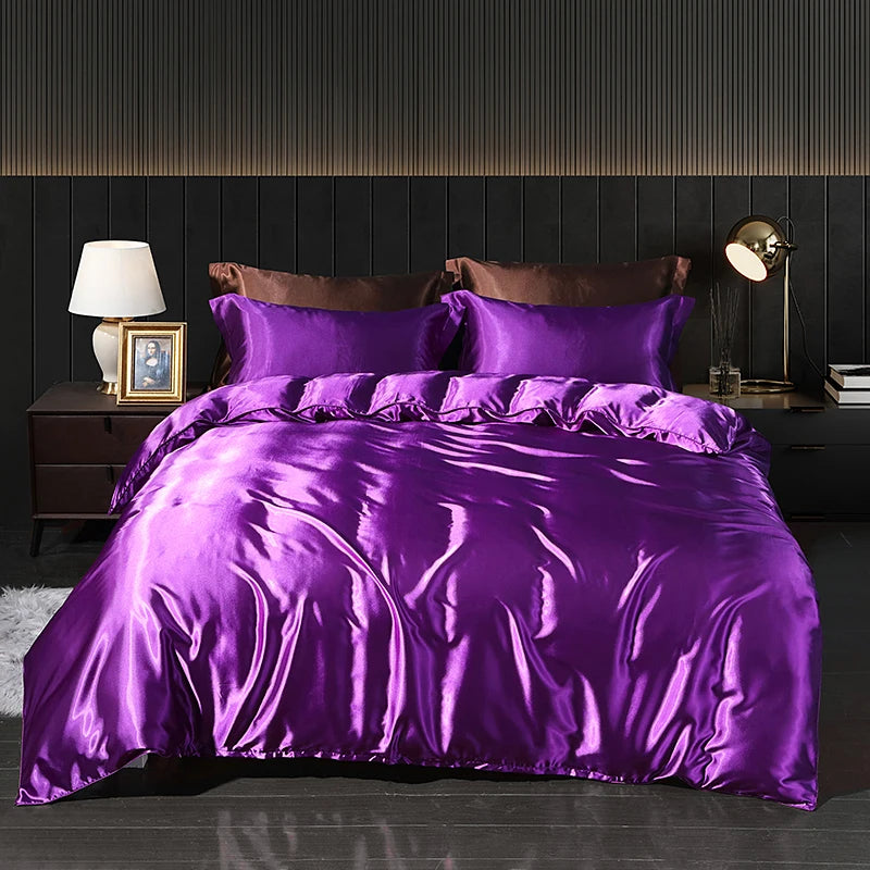 Luxury Satin Bedding Set - Duvet Cover & Fitted Sheet