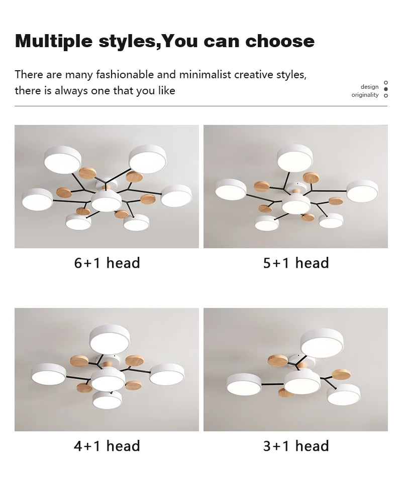 Modern LED Ceiling Light with Wood Design & 3 Light Colors