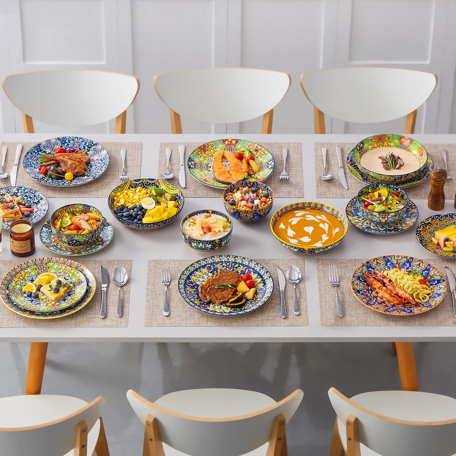 Vancasso Bohemian Dinnerware Set - Porcelain Ceramic, 24pc