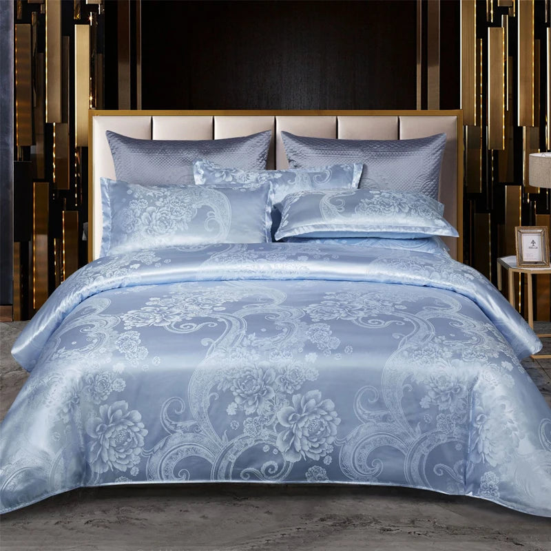 WOSTAR Luxury Satin Jacquard Duvet Cover Set