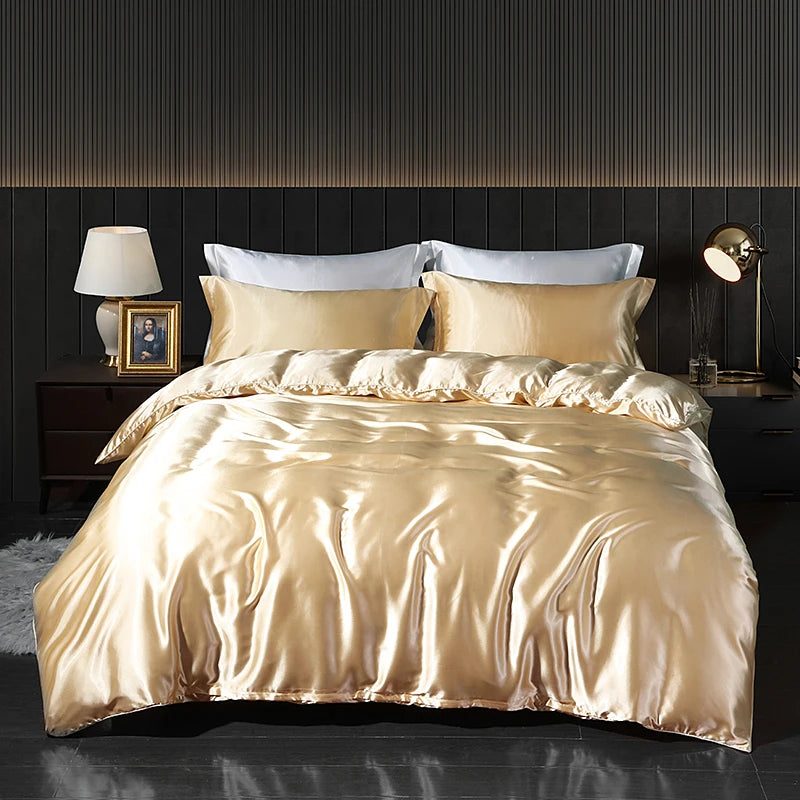 Luxury Satin Bedding Set - Duvet Cover & Fitted Sheet