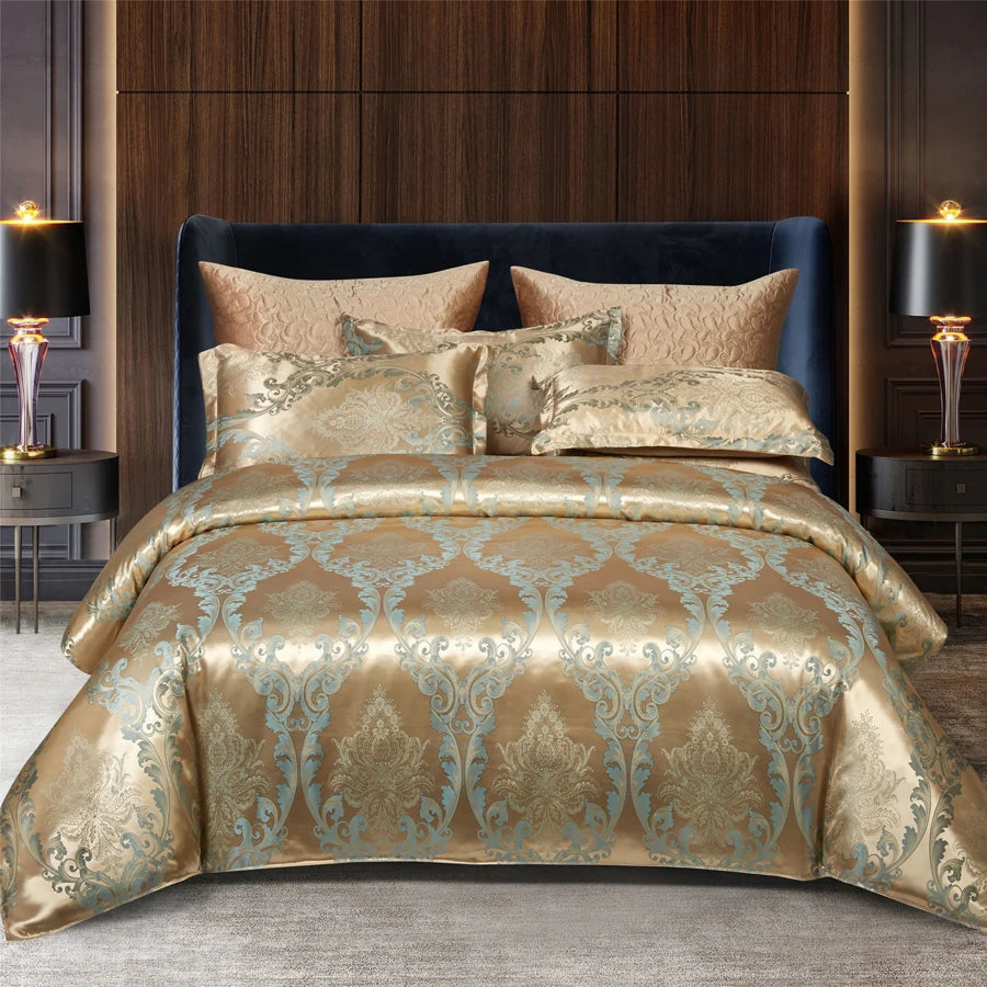 WOSTAR Luxury Satin Jacquard Duvet Cover Set – 220x240 cm (Queen, King)