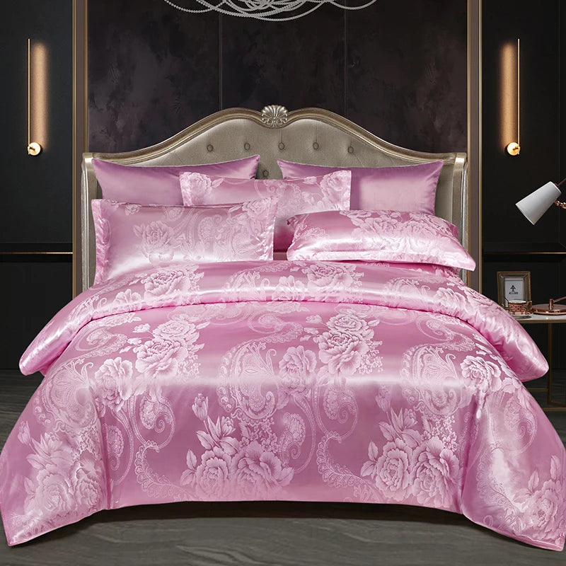 WOSTAR Luxury Satin Jacquard Duvet Cover Set – 220x240 cm (Queen, King)