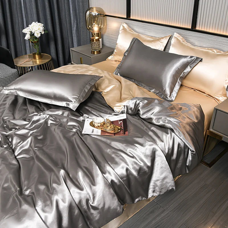 Silk-Satin Duvet Set - Queen