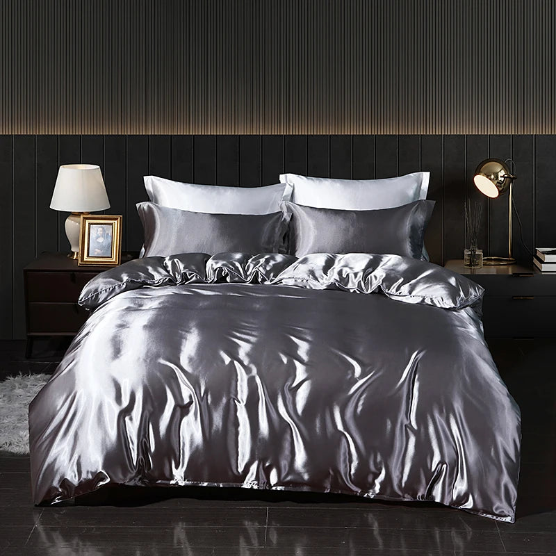 Luxury Satin Bedding Set - Duvet Cover & Fitted Sheet