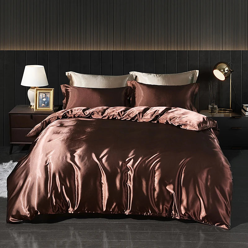 Luxury Satin Bedding Set - Duvet Cover & Fitted Sheet