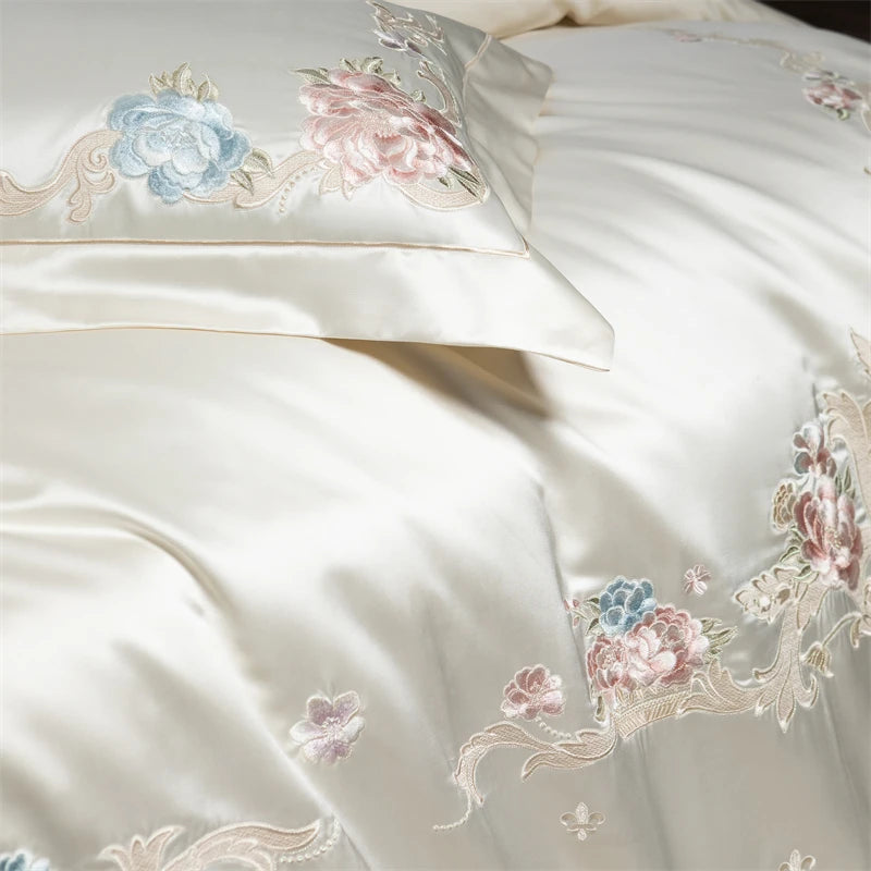 Brocade Satin Bed Set - 4/7pcs, Embroidered, Double/Queen/King