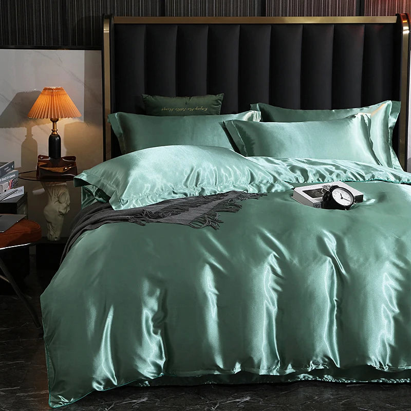 Luxury Satin Bedding Set - Duvet Cover & Fitted Sheet