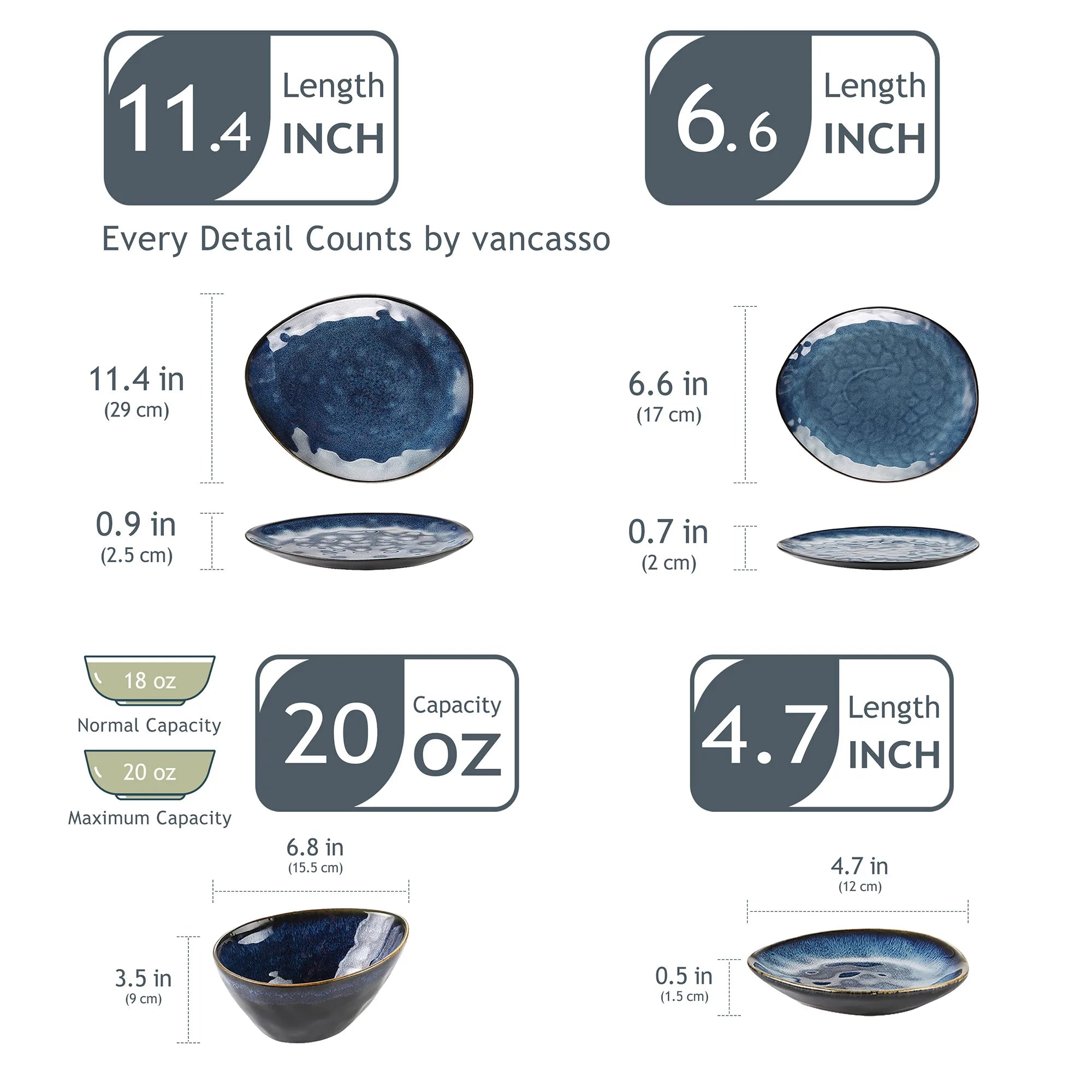 Vancasso Starry Blue Dinner Set - Vintage Ceramic, 11/22/33pc
