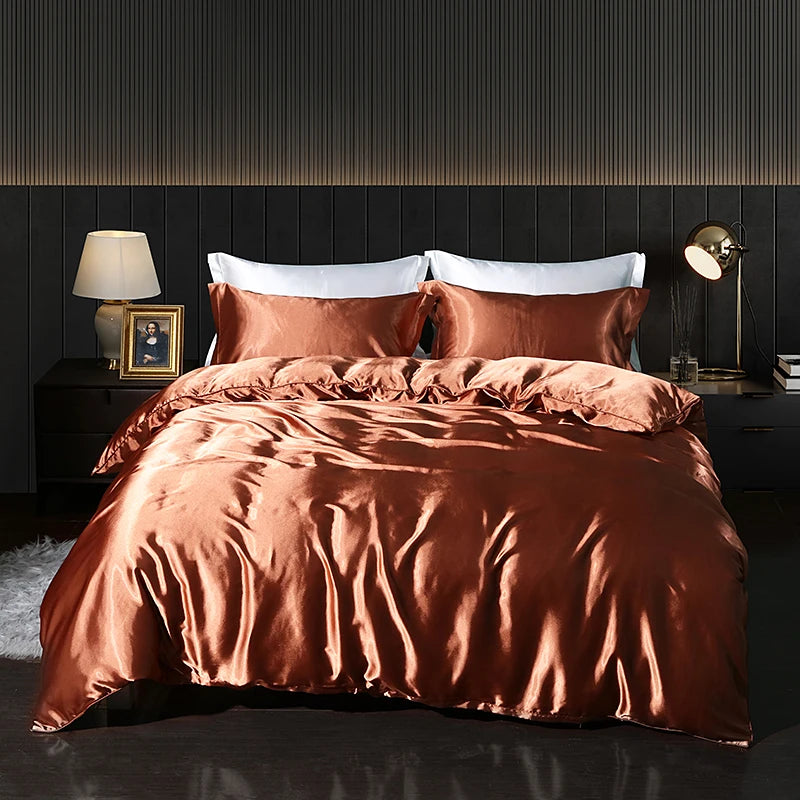 Gold Silk Duvet Set - Queen