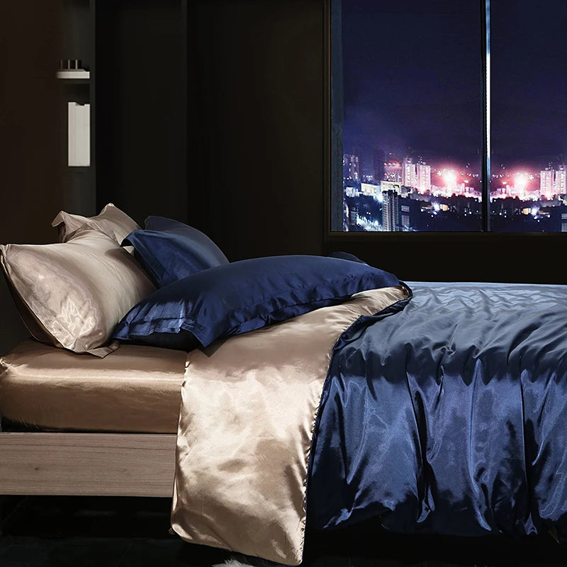 Luxury Satin Bedding Set - Duvet Cover & Fitted Sheet