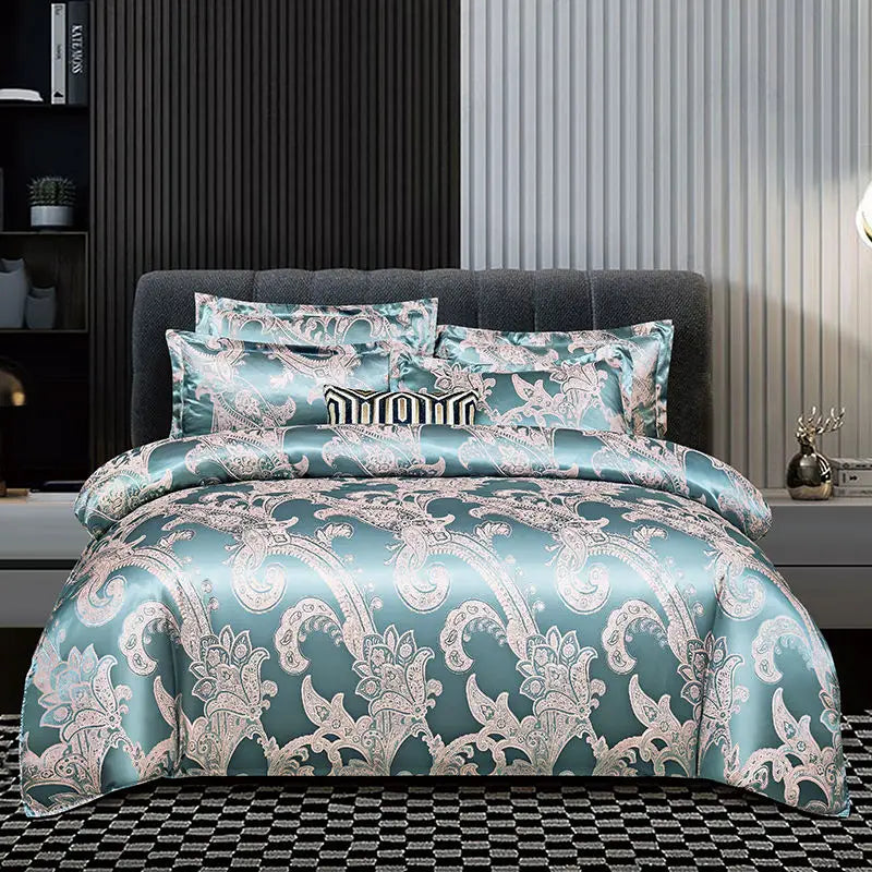 WOSTAR Luxury Satin Jacquard Duvet Cover Set