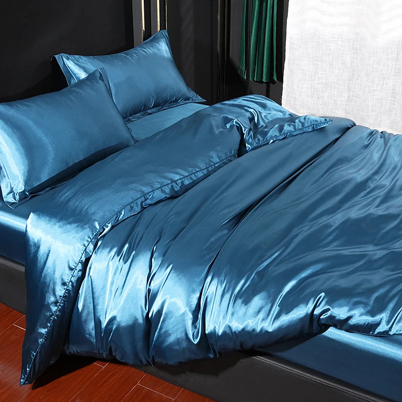 Luxury Satin Bedding Set - Duvet Cover & Fitted Sheet