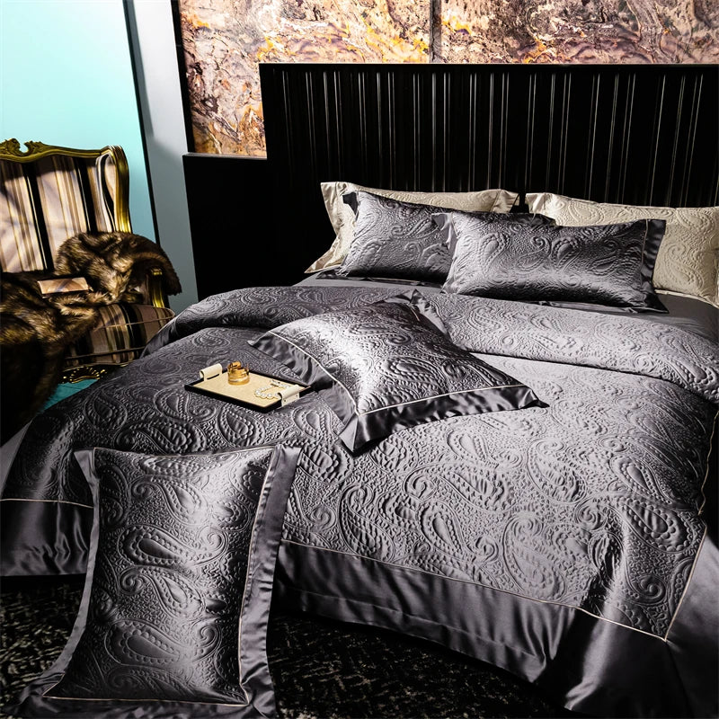 Luxury Paisley Quilted Patchwork Duvet Cover Set Satin Egyptian Cotton Bedding set Comforter Cover Bedspread Sheet Pillowcases