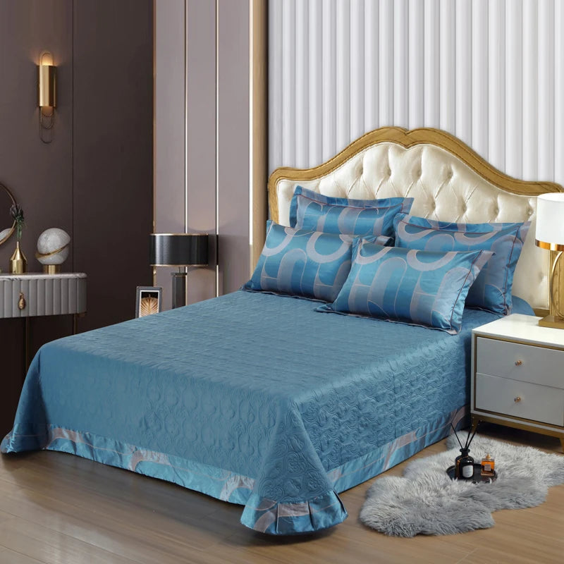 4Pcs Gorgeous Brocade Cotton Satin Bedding Set Quilted Cotton Bedspread Duvet Cover Pillowcases Double Queen King size