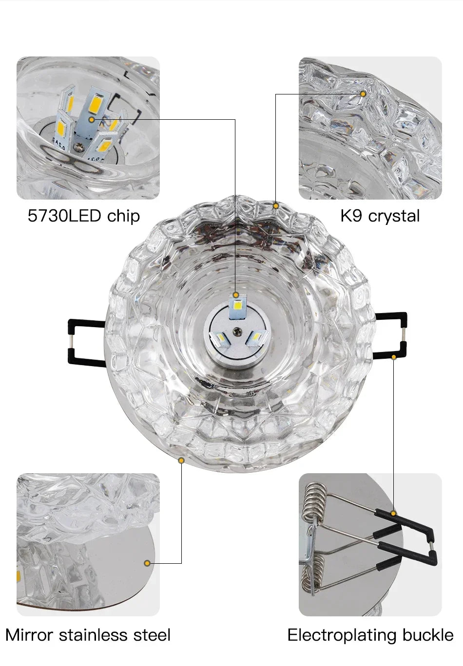 LED Crystal Embedded Ceiling Light – Elegant Home Decor